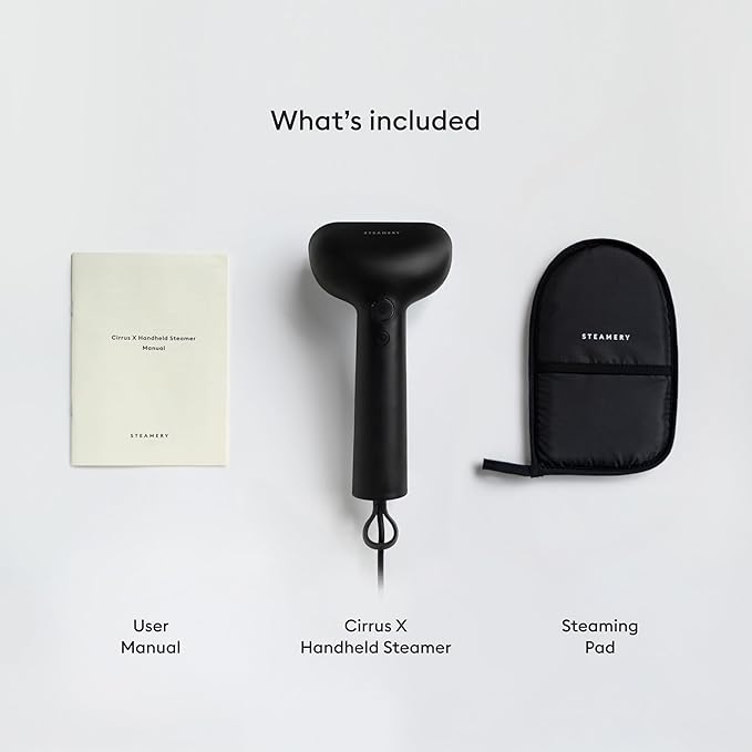 Steamery Handheld Clothes Steamer Cirrus X 1200W Steam Output 20g/min Heat up in 20 Seconds Portable Minimalistic Scandinavian design Black
