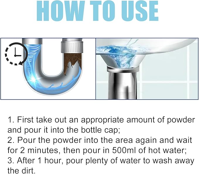 Drain Unclogging Cleaner - Pipe Dissolving Solution For Toilet Kitchen &amp Sink Clear Blockages &amp Debris Safely(10PCS)