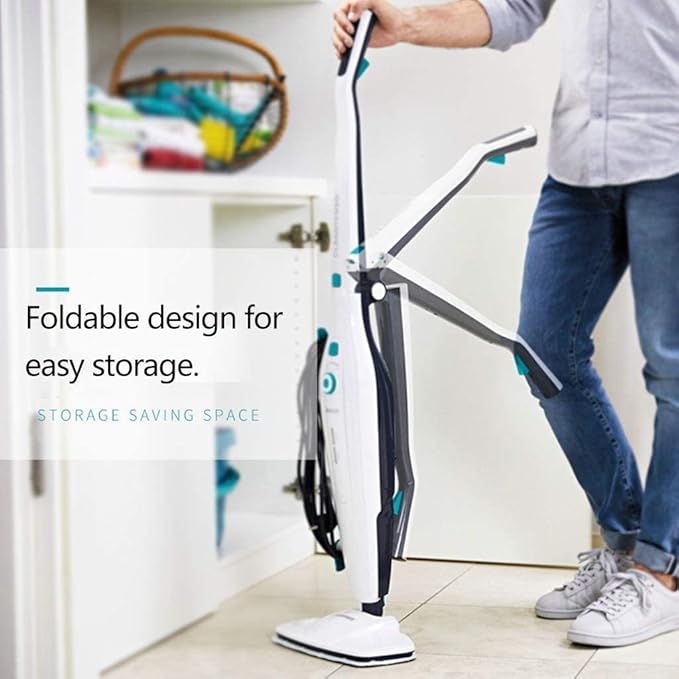 Vacuum and Steam Mop All in One Compact Bagless Wet-Dry Vacuum Cleaner with HEPA Filtration Cord Rewind and Comfort Handle Steam Upright Vac for Hardwood Tile Floors Home and Office