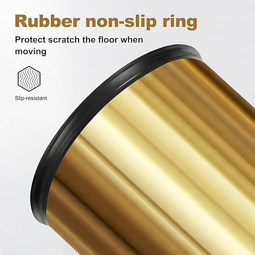 Stainless Steel Gold Trash can with Flipping Lid 2.4gallon Fingerprint-Proof Garbage cans Wastebasket Bin for Kitchen bothroom Living Room (Gold)