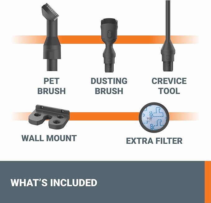 WORX 20V Cordless Stick Vacuum WX038L.1 Powerful Cordless Vacuum Cleaner 25Kpa High Suction for Pet Hair Lightweight Handheld Vacuum Cleans Floors Carpet Car – Battery &amp Charger Included