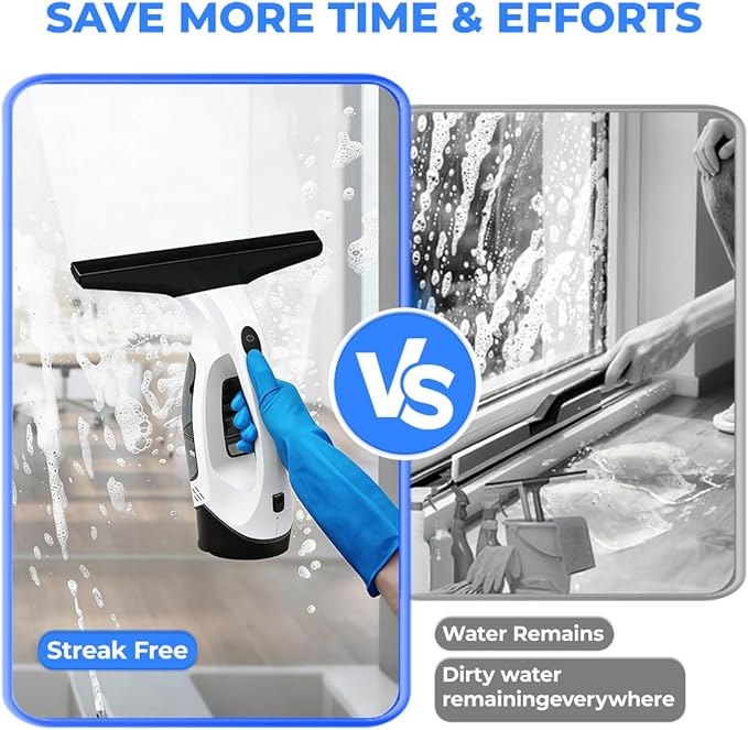 Window Vacuum Squeegee Cordless 2000Pa Electric Window Cleaner Tool 11 Window Cleaning Kit Shower Squeegee for Shower Doors Mirrors Car Windshields &amp Tiles