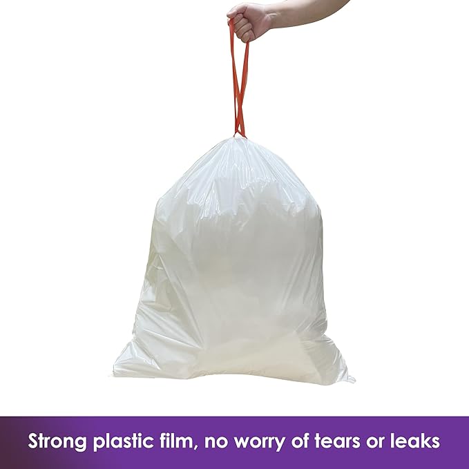 13 Gallon Tall Kitchen Trash Bags Lavender Scented 200 Count Drawstring Garbage Bags Pre-Separated Odor Control Ultra Strong Leakproof Sturdy White