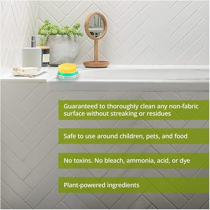 All Natural Multipurpose Cleaner for Bathroom Floor Kitchen and More | 300g Original Natural Clay Tub + Sponge (2-Pack) Includes Bonus Diamond Towel Cleaning Supplies Kit