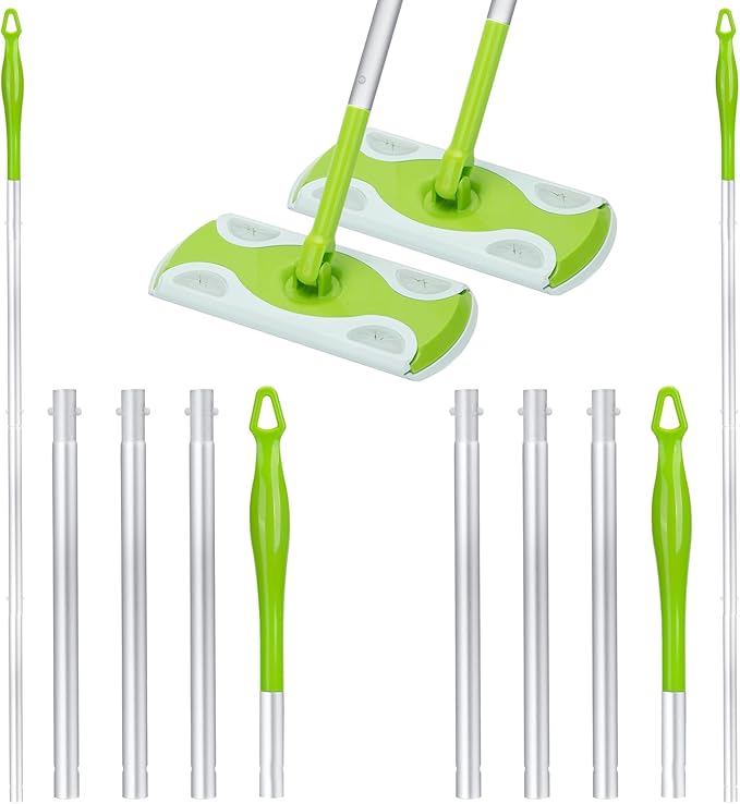 2-Pack Extra Long Detachable Mop Handles Green Compatible with Swiffer Dry &amp Wet Mops Easy to Install &amp Replace