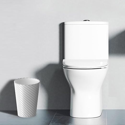 Bathroom Trash Can 8 Pack 1.8 Gallons Small Trash Can with Trash Bags Bathroom Garbage Can Plastic Trash Bin Round Waste Basket for Bedroom Office Kitchen Room Compact Space (White Black Grey)