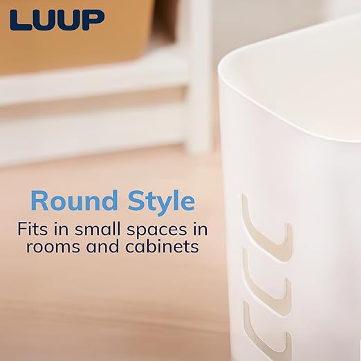 STORi Luup Bathroom Wastebasket 2pk Secure Grocery Bags Plastic Garbage Container for Vanity Laundry Room Kitchen Office 2.5 Gallon White Made in USA