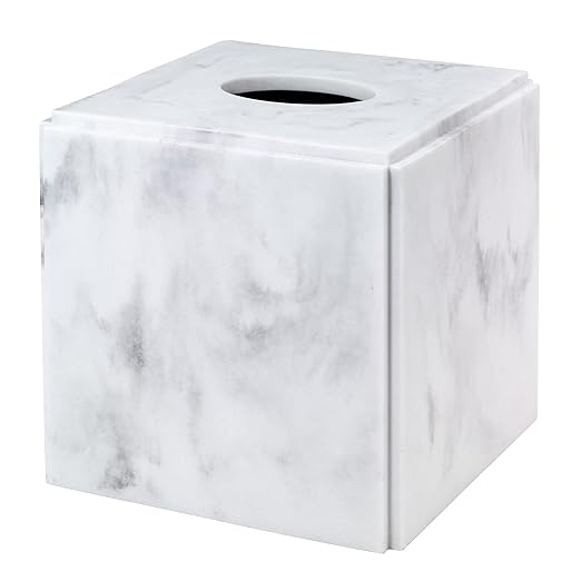 Avanti Linens - Tissue Box Cover Resin Countertop Decor Marble Design (Catania Collection)