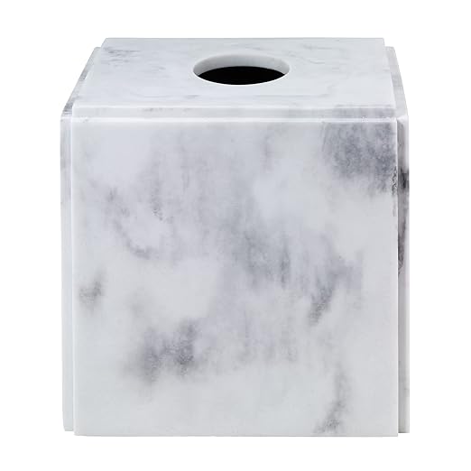 Avanti Linens - Tissue Box Cover Resin Countertop Decor Marble Design (Catania Collection)