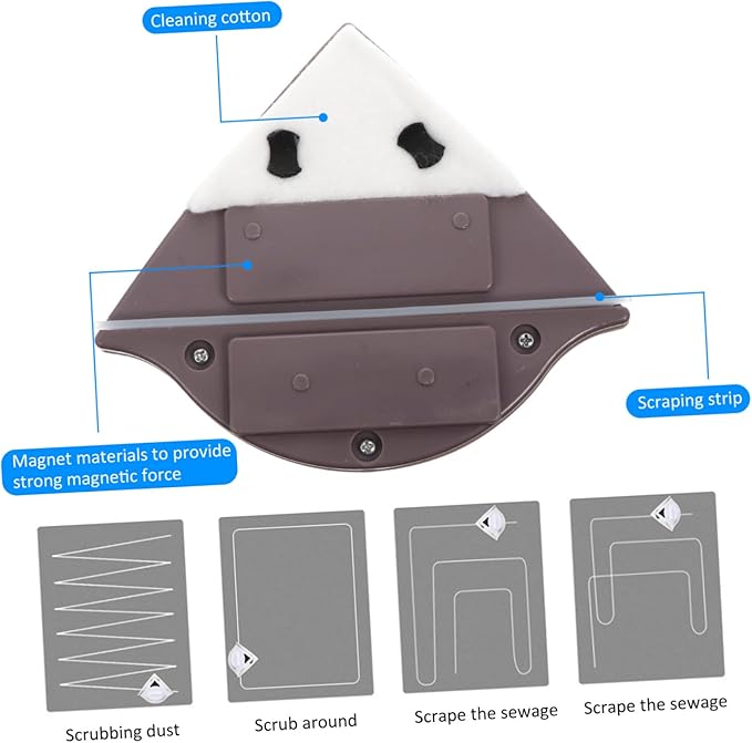 1pc Window Cleaner Magnetic Glass Wipe Brush Magnetic Double Outside Double Sided Window Wiper Window Triangle Glass Cleaning Artifact Plastic/1344