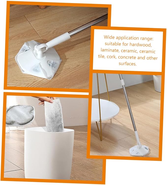 TEHAUX Rotatable Household Cleaning Dust Mop with Retractable Handle Dry Dust Mop for Floor Cleaning for Home Use