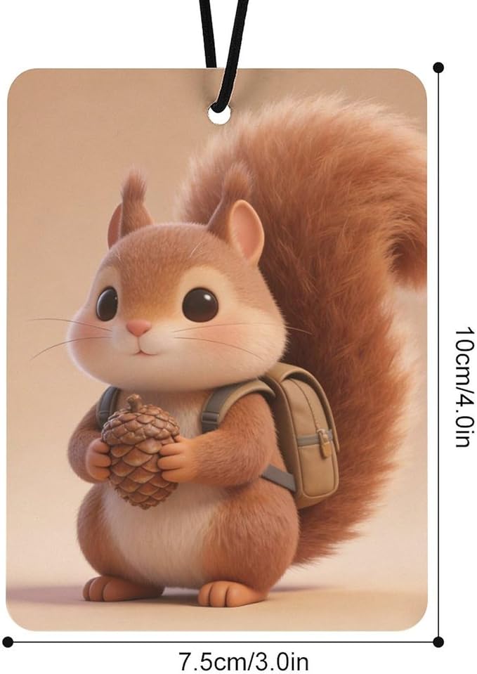 5PCS Car Air Freshener Hanging Personalized Double Sided Squirrel Small Backpack Car Fresheners Long Lasting New Cars Scents Cute Automotive Freshies for Closets Drawers (tea)