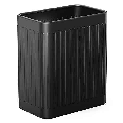 TrashAid Small Bathroom Trash Can 2.1 Gallon Black Bathroom Garbage Can Stainless Steel Waste Basket for Office Under Desk Bedroom Rv Matte Black
