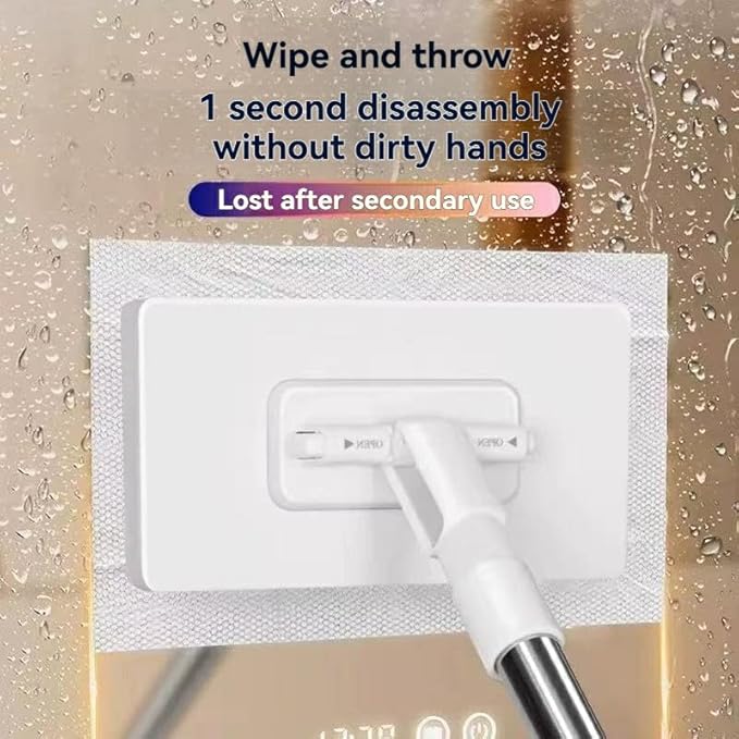 Mini face Towel Lazy-Person Style mop with Locking Head and extendable Gap dust Collector for Cleaning 100 cm Long Handle Floor Sweeping Rod That can be Used for Flat Sweeping (1 mop + 10 Cloths)