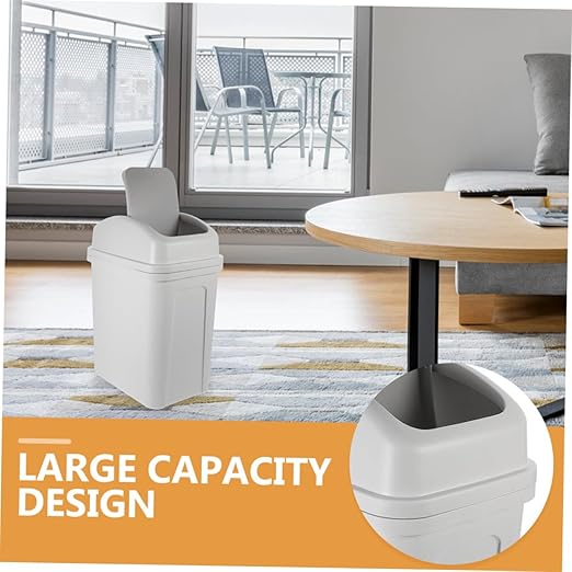 Large Capacity Trash Can with Lid Thick Plastic Kitchen Wastebasket for Home Living Room and Bathroom Easy Press Open Design for Compact Spaces