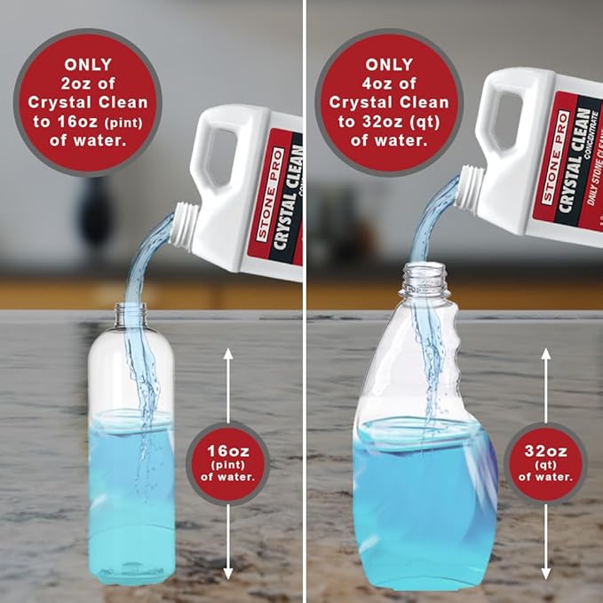 Stone Pro Crystal Clean - Surface Cleaner &amp Sealer Concentrate 32 oz Quart