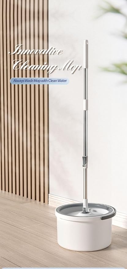 Innovative Floor Mop with Dual Water Tank System 180-Degree Flexible Head White and Gray Deep Cleaning for Hard
