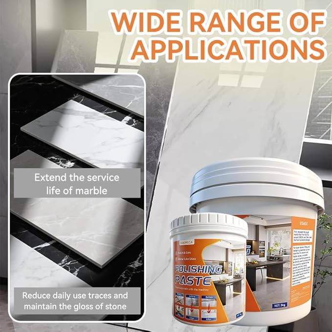 Professional Nature Stone Polishing Kit with Paste | Sealer &amp Protectant for Marble Granite Quartz Countertops Floors &amp Walls - Must Be Used with Polishing Machine (5kg)