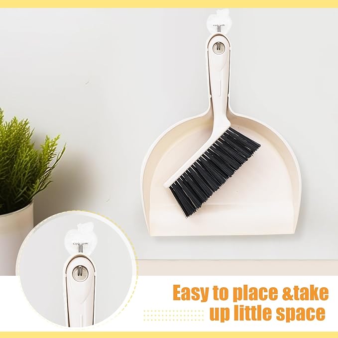 Sliner 18 Pack Mini Dustpan and Brush Set Beige Plastic Dust Pans with Brush Small Broom and Dustpan Set Mini Broom Dust Pan for Home Office Kitchen Table Desktop Floor Cleaning Supplies