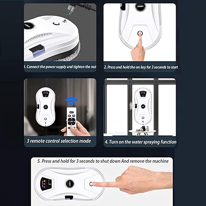 Smart Window Cleaner with Automatic Water Spray AI Navigation Safety Protection Brushless Motor for High-Efficiency Cleaning