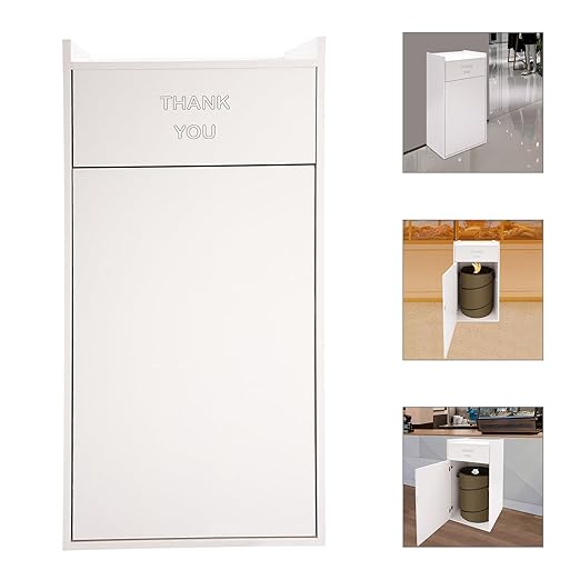 TFCFL Wooden Trash Can with Tray TopCommercial Trash Can Cabinet and Garbage ReceptacleCommercial Grade Rubbish Bin for Office Cafeteria Restaurant (White)
