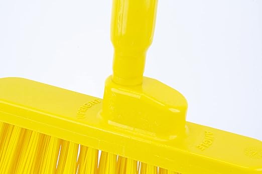 SPARTA 41083EC04 Plastic Color Coded Broom Unflagged Bristles Long Broom With Angled Head For Small Debris Cleaning 56 Inches Yellow (Pack of 12)