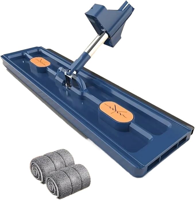 Large Flat Mop Self-contained Slide Microfiber Floor Wet and Dry for Cleaning Floors Home Tools(Blue mop 2 rag)