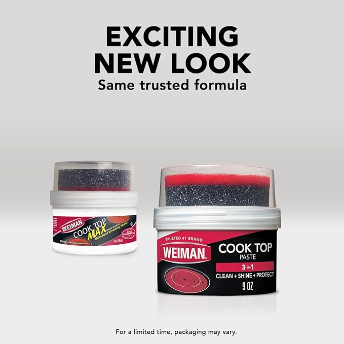 Weiman Cooktop Cleaner Paste Easily Remove Burned-On Food Grease and Watermarks Leaving Your Glass Cook Top Sparkling