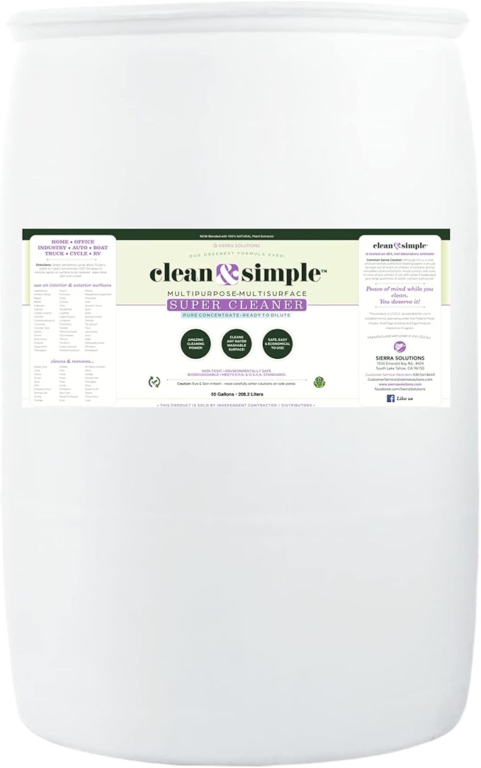 clean &amp simple™ SUPER CLEANER - Concentrated All-Purpose Multi-Surface Cleaner Non-Toxic Biodegradable