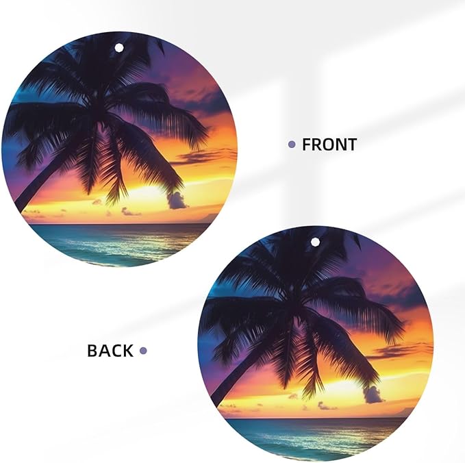 24 PCS Hanging Car Air Freshener Double Sided Coconut on the Beach Automotive Interior Decor Sea Sunset Palm Tree Car Essentials for Women Men Lavender Scented