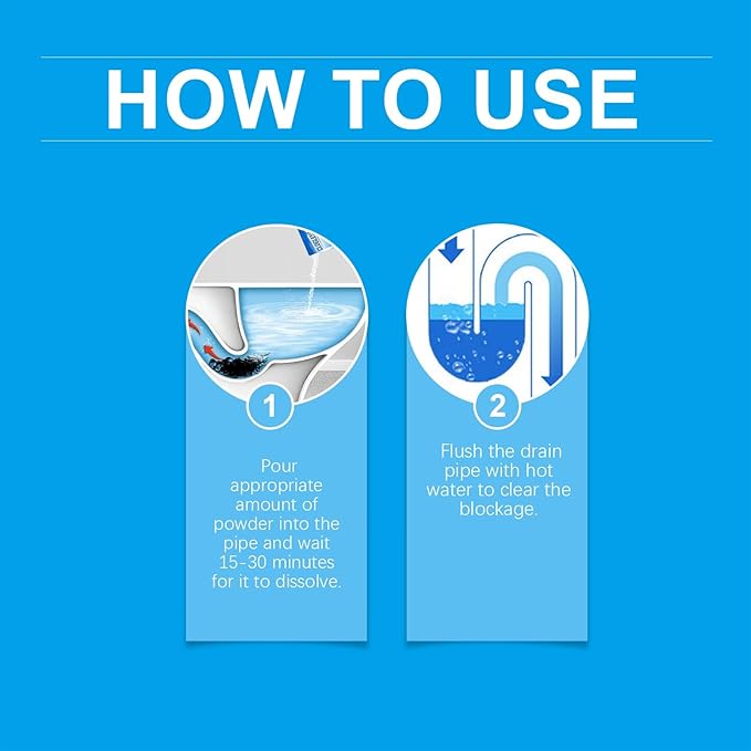Drain Unclogger Cleaning Powder - Rapidly Dissolve Grease Hair &amp Debris Safe for All Pipes Quick Fix for Sink Toilet &amp Shower Drain Blockages(1PCS)