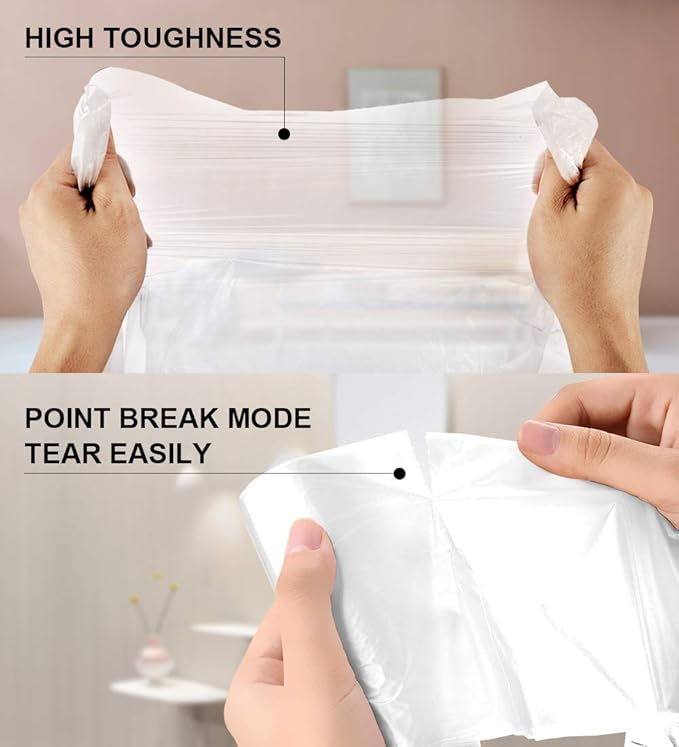 FORID 13 Gallon Trash Bags - Clear Plastic Garbage Bags Medium Tall Trash Can Liners for Kitchen Office Home Waste Bins Unscented One Box with 5 Roll 110 Count 55 Liter - Thick &amp Durable Trash Bag