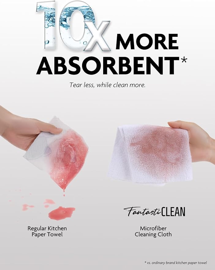 Fantasticlean Microfiber Cleaning Cloth Roll -150 Pack Tear Away Microfiber Towels 12 x 12 Reusable Washable Ultra Absorbent Dishcloth for All-Around Cleaning Supplies (White &amp Dimgrey)