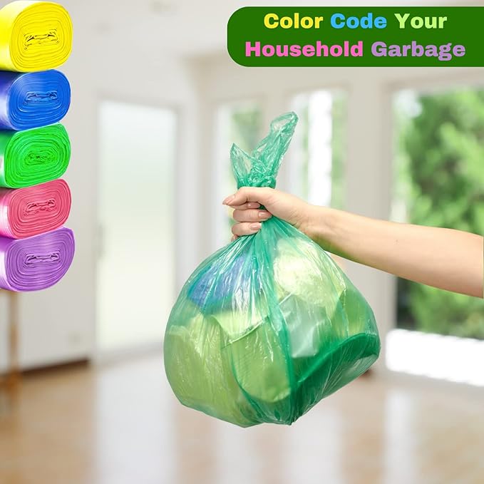 4 Gallon Trash Bag CCLINERS Small Garbage Bags Color Bathroom Trash Bags Office Can Liners for Home Kitchen (200 Count 5 Colors)