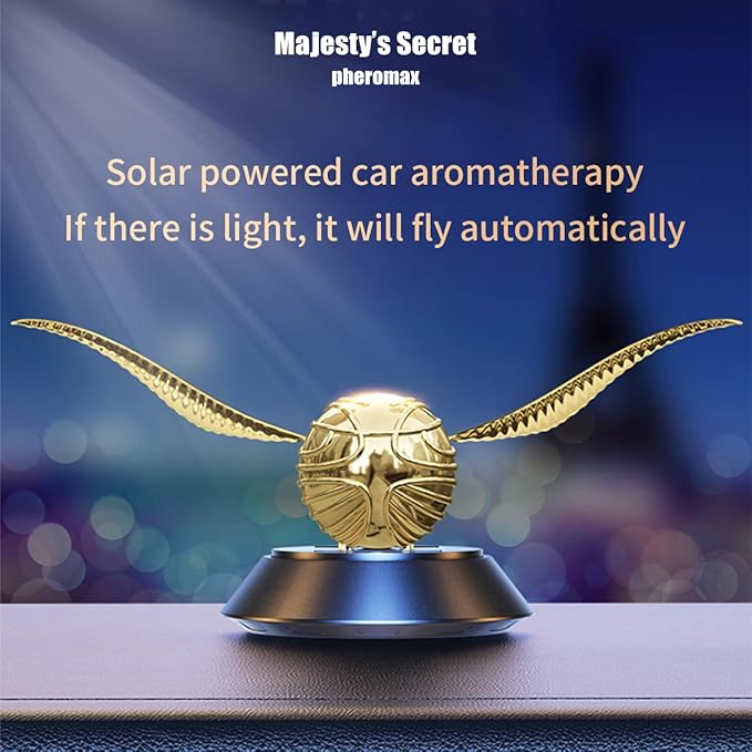 Majesty’S Secret Solar Car Air Freshener Diffuser with 2 Essential Oil Refills Long-Lasting Auto Scent Odor Eliminator Refillable Fragrance Oil Diffuser for Dashboard