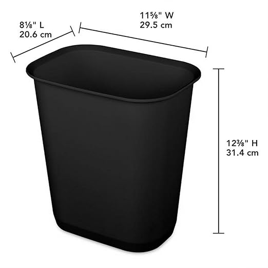 Sterilite 3 Gallon Rectangular Wastebasket Small Home Kitchen or Bathroom Trash Bin Accommodates 4 Gallon Trash Liner 24 Pack Black