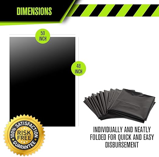 Aluf Plastics 65 Gal Black Heavy Duty Garbage Bags 1.5 Mil - 50x 48 - Pack of 50 - For Contractor Outdoor Construction &amp Storage