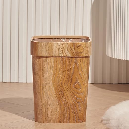 Cabilock Office Decor Decor Decor Decor Trash Can Wood Grain/Marble Pattern Garbage Container Bin Decoration Bin Plastic Toilet Paper Bucket for Bathrooms Kitchen Bedroom Office