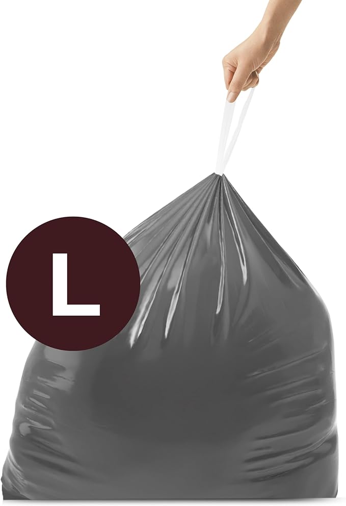 simplehuman Code L 40 Count Genuine Custom Fit Liners Drawstring Trash Bags in Dispenser Packs 18 Liter / 4.7 Gallon