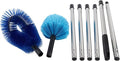 Stainless Steel Telescopic Ceiling Broom with Long Handle for High Corner Cleaning Adjustable Extension Pole for Walls Floors Patios Lightweight Brush Head Blue(A)