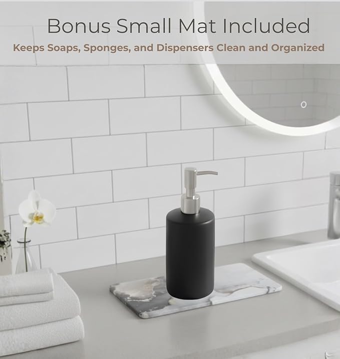Stone Dish Drying Mat Foldable Diatomaceous Sink Mat – Fast-Drying Non-Slip Easy-Clean Stone Drainer for Kitchen &amp Bathroom (15.75” x 23.62”)