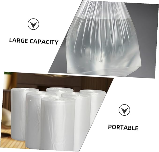 6 Rolls Small Plastic Trash Bags Thickened Garbage Bags for Home Bedroom Bathroom Wastebasket Liners Flat Mouth Roll for Kitchen Cleaning