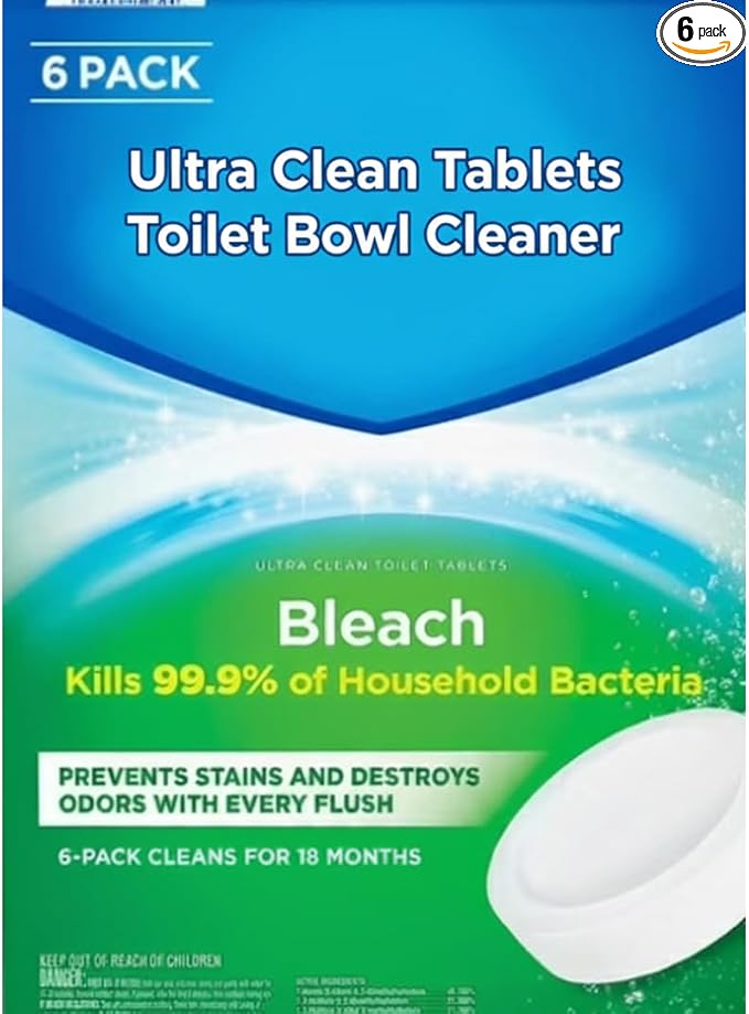 Ultra Clean Toilet Tank Tablets – Long-Lasting Freshness &amp Stain Prevention – Easy Drop-In Toilet Cleaner Tablets – 6 Count