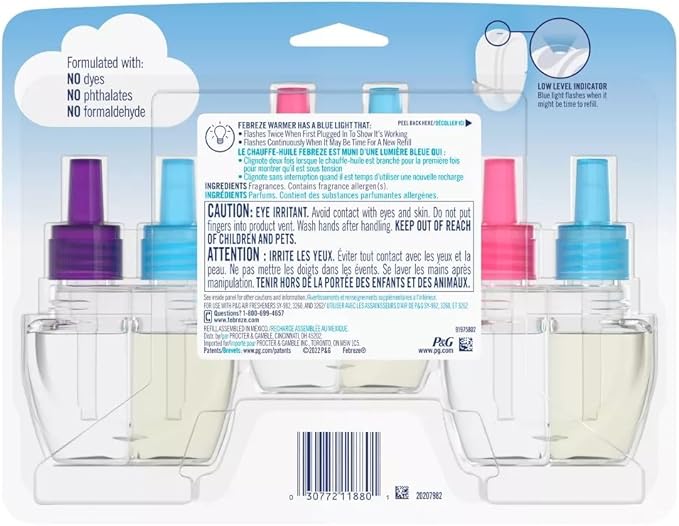 Generic Febreze Plug with Fade Defy Technology Air Freshener - New Limited Edition - (3) of 0.87 fl oz Refills (Floral Variety Pack) Clear