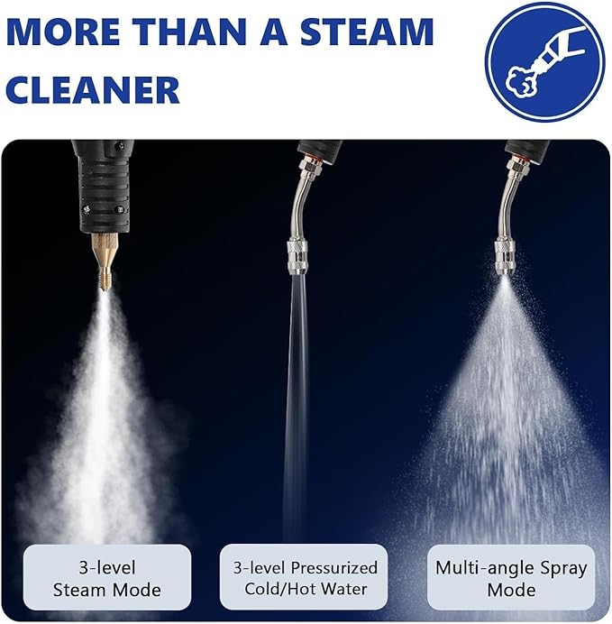 High Pressure Steam Cleaner 3000W Handheld Steam Cleaning Machine Dry Wet Adjustable Automatic Pump Steamer Washer with 5 Brushes for Kitchen Bathroom Car Furniture Floor