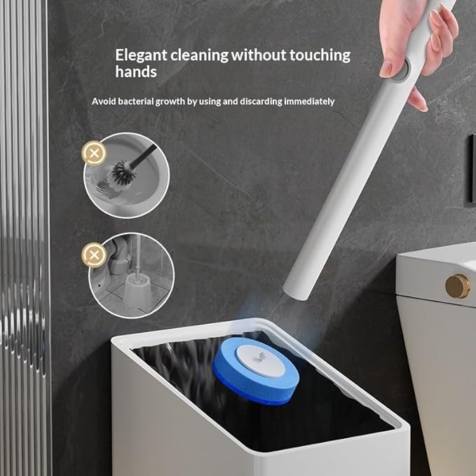 Disposable Toilet Bowl Cleaner Wand 32pcs Wall Mounted Toilet Brush and Holder for Deep Cleaning Bathroom Convenient Disposable Toilet Cleaning Solution (Black)