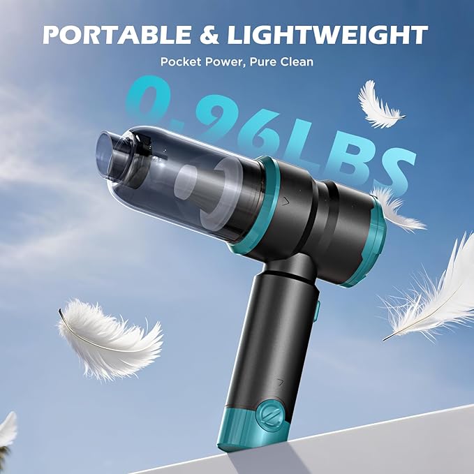 Handheld Car Vacuum with 15000PA Power 4 in 1 Powerful Cordless Vacuum Cleaner &amp Air Duster with 2000mAh Battery Rechargeable Portable Mini Hand Held Vacuum for Car HomeOfficePet Hair（Blue）