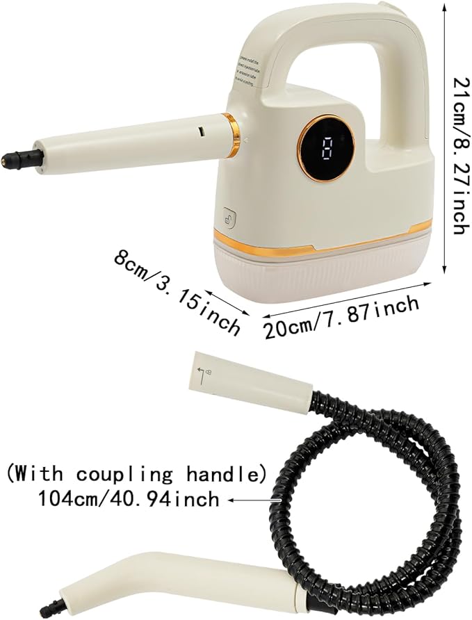 Handheld Steam Cleaner for Home 6 Gears High Temperature Steam Cleaner Machine Kit with Digital Display 15s Heat Up for Deep Cleaning Home Kitchen Furniture Car Interior 1800W Beige