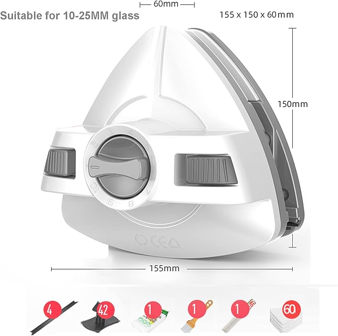 Window Cleaner Wipers Double-Sided Magnetic Window Cleaner Glass Adjustable Magnet Force Cleaning Brush Glass Wiper Household Cleaning Tools with Anti-Falling Rope for High-Rise Glazed Windows