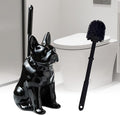 Toilet Brush Holder Set for Bathroom Cute Dog Base Solidly Toilet Bowl Brush Holder and Decorative Bathroom Ceramic Cleaning Kit with Brush and Holder (Black)